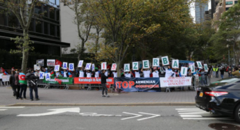 Turkish and Azerbaijanis in America protested Armenia in front of the UN